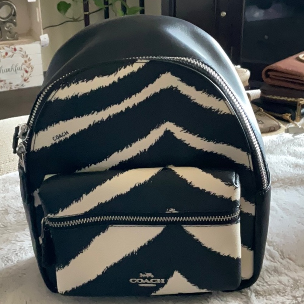 Coach Black and White Backpack